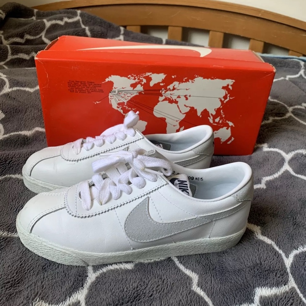 Vintage 1980s OG Box ☆ Nike Bruin Shoes ☆ Grey ☆ Marty McFly BTTF ☆ White Shadow